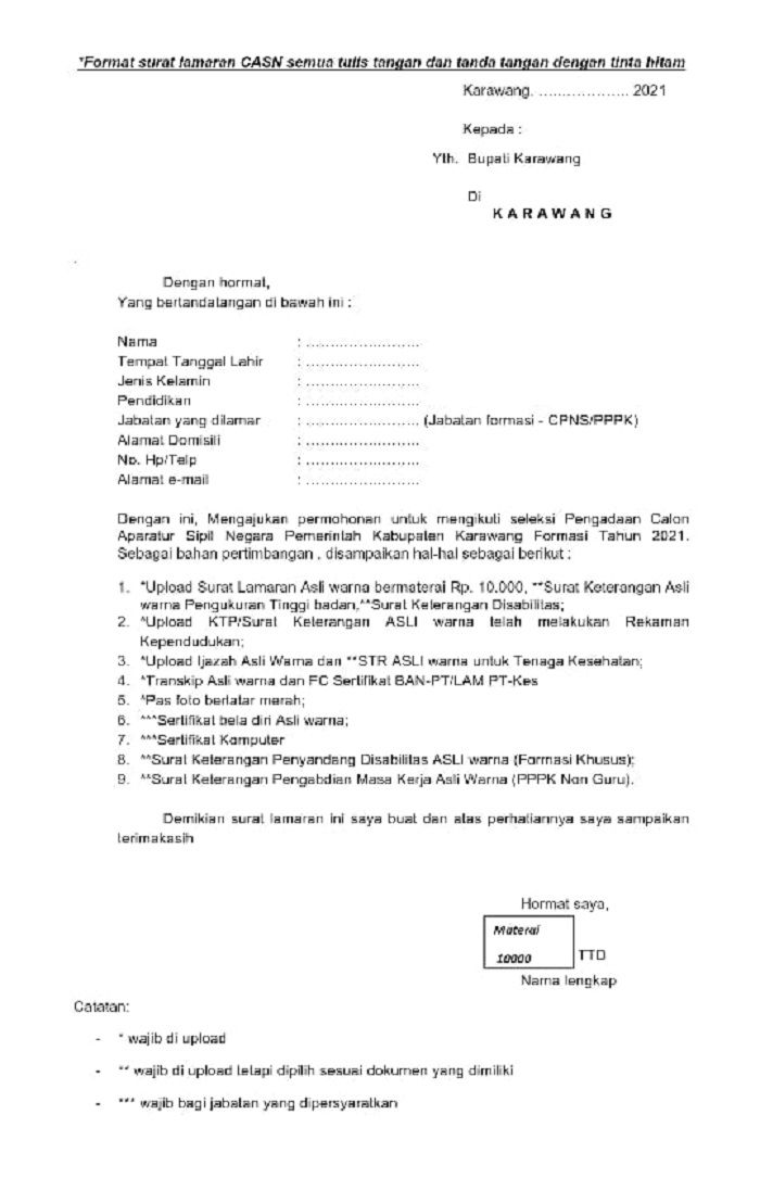 Detail Contoh Surat Lamaran Kerja Ditujukan Kepada Bupati Nomer 17