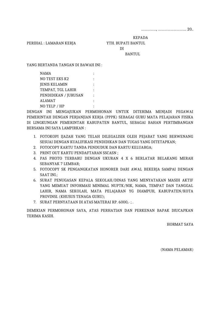Detail Contoh Surat Lamaran Kerja Ditujukan Kepada Bupati Nomer 29