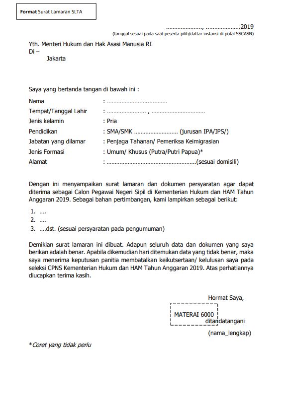 Detail Contoh Surat Lamaran Kerja Ditujukan Kepada Menteri Hukum Dan Ham Nomer 20