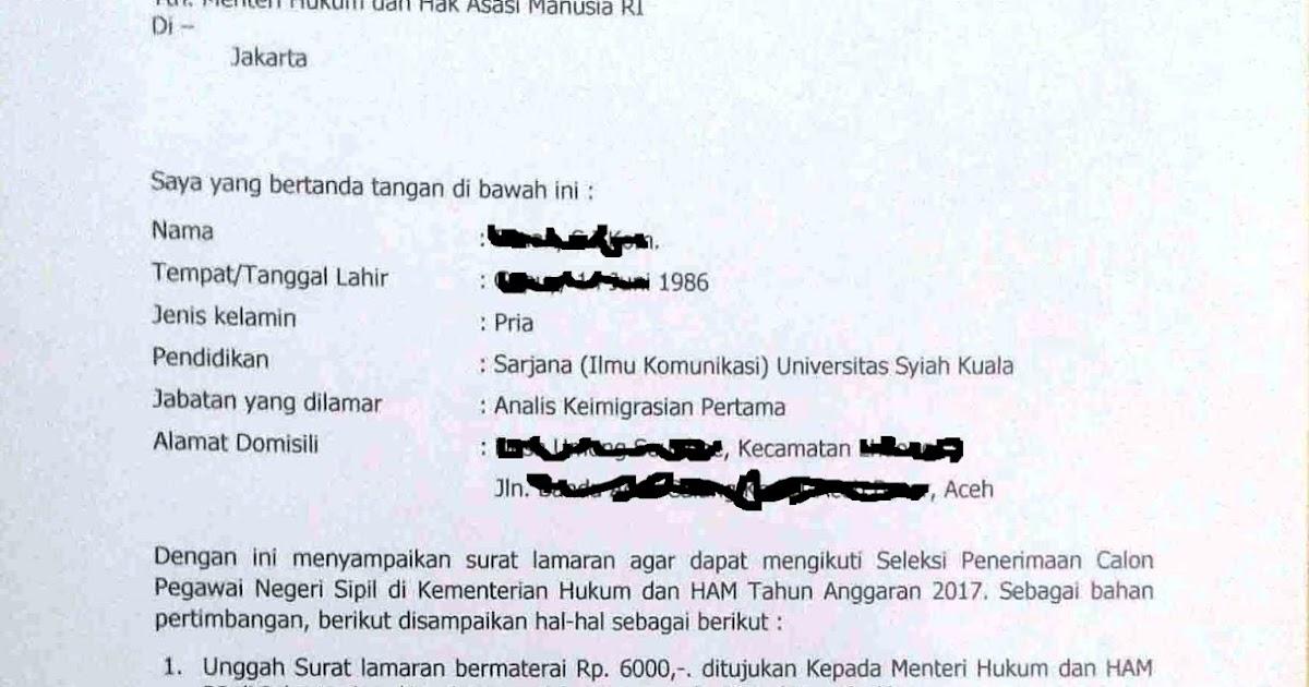 Detail Contoh Surat Lamaran Kerja Ditujukan Kepada Menteri Hukum Dan Ham Nomer 30