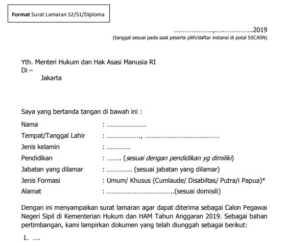 Detail Contoh Surat Lamaran Kerja Ditujukan Kepada Menteri Hukum Dan Ham Nomer 56