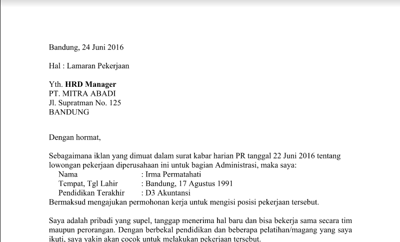 Detail Contoh Surat Lamaran Kerja Editor Nomer 3