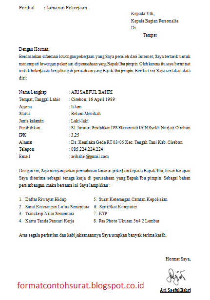 Detail Contoh Surat Lamaran Kerja Email Yang Baik Dan Benar Nomer 56