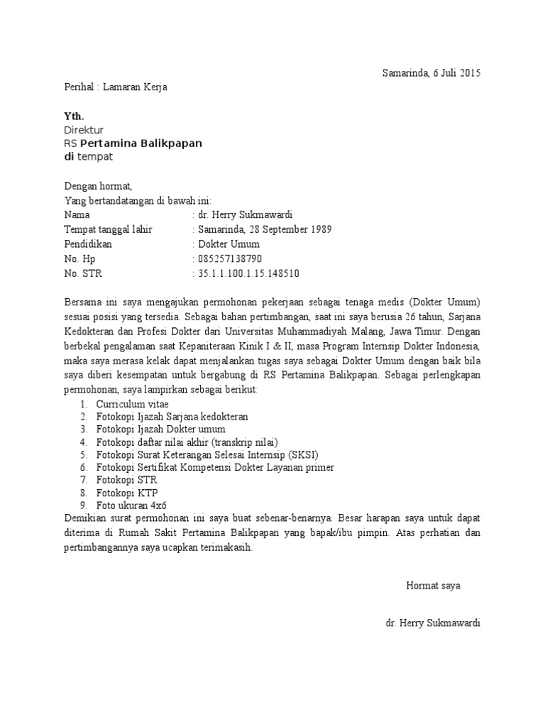 Detail Contoh Surat Lamaran Kerja Filetype Doc Nomer 23