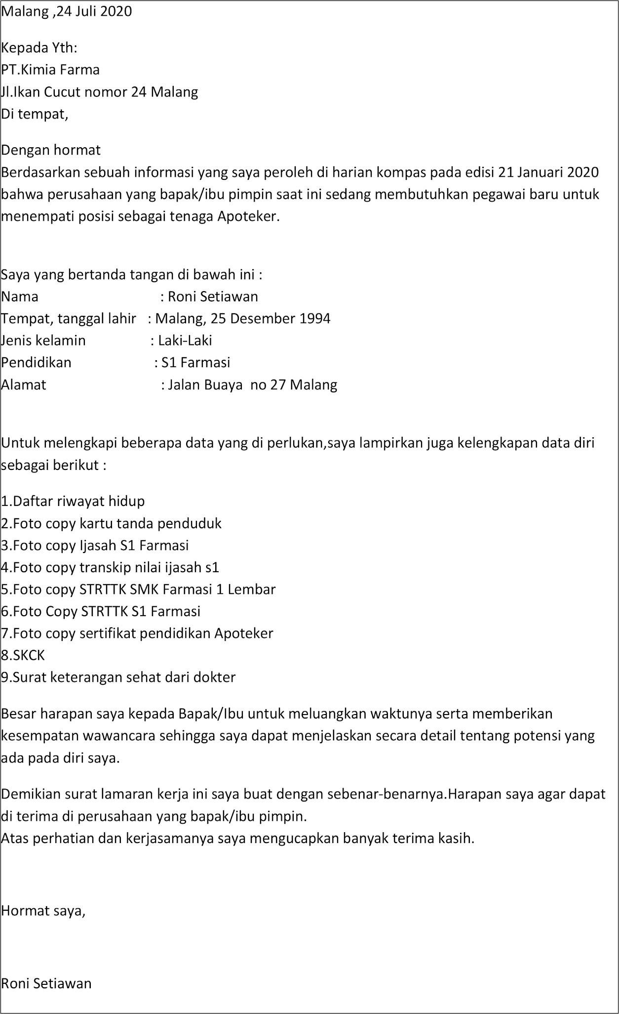 Detail Contoh Surat Lamaran Kerja Fresh Graduate Nomer 49