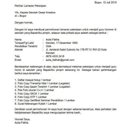 Detail Contoh Surat Lamaran Kerja Fresh Graduate Smk Nomer 44