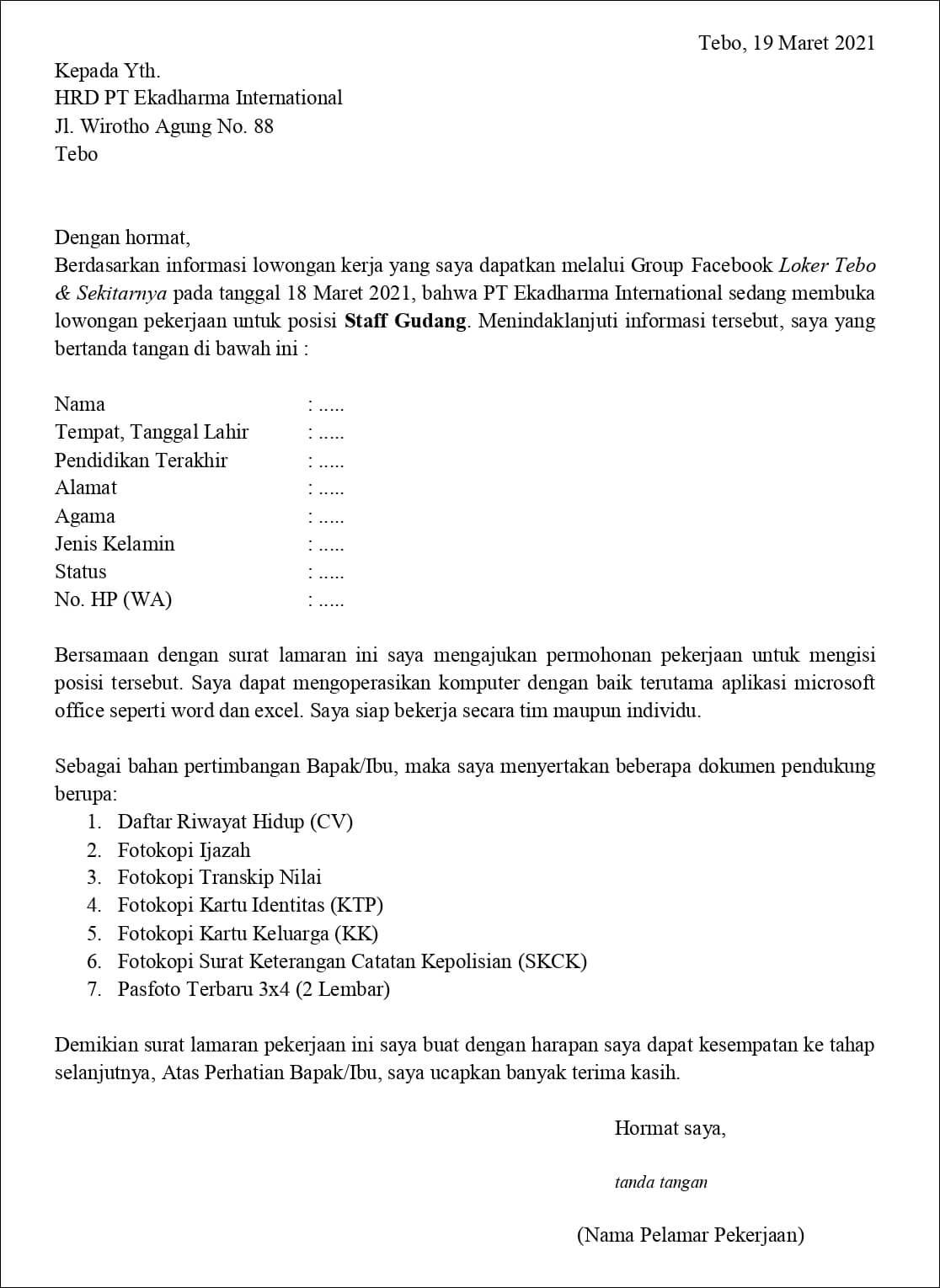 Detail Contoh Surat Lamaran Kerja Fresh Graduate Via Email Nomer 28