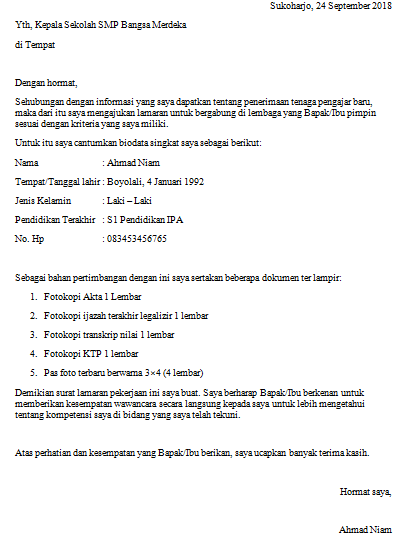 Detail Contoh Surat Lamaran Kerja Guru Sd Nomer 19