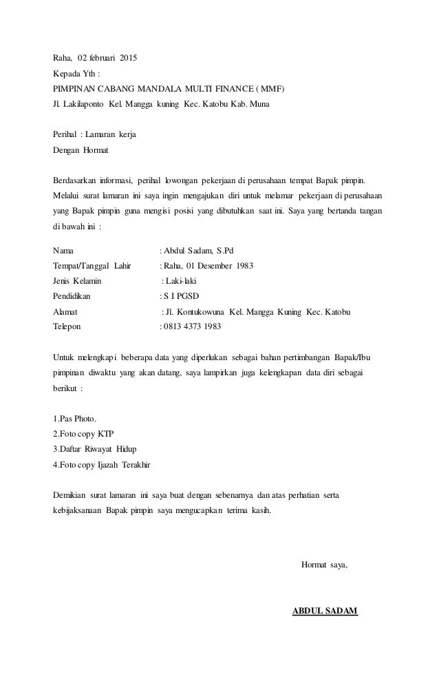 Detail Contoh Surat Lamaran Kerja Hd Nomer 23