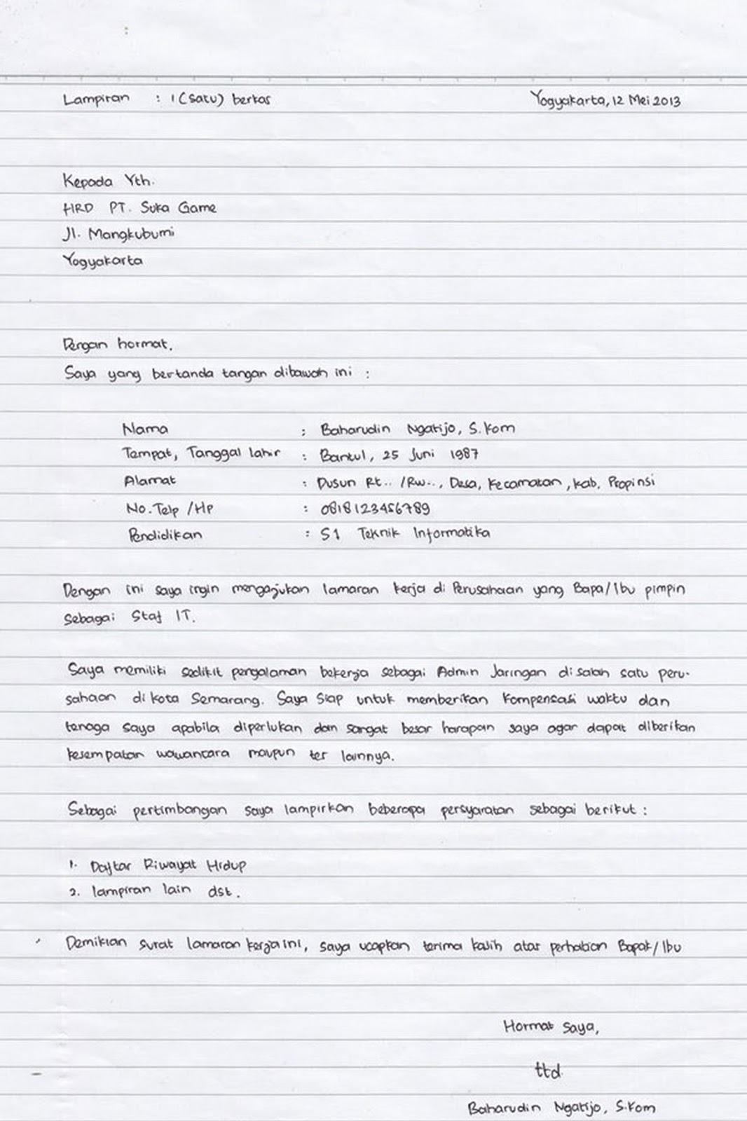 Detail Contoh Surat Lamaran Kerja Hd Nomer 30