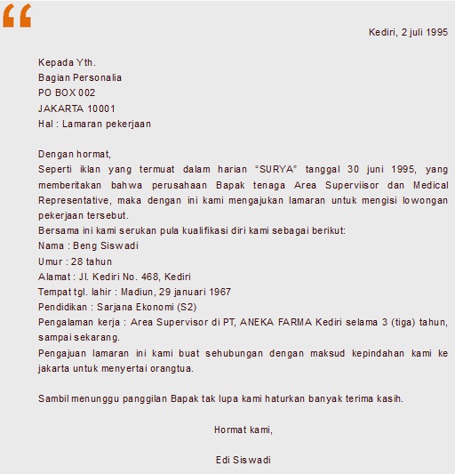 Detail Contoh Surat Lamaran Kerja Hd Nomer 40