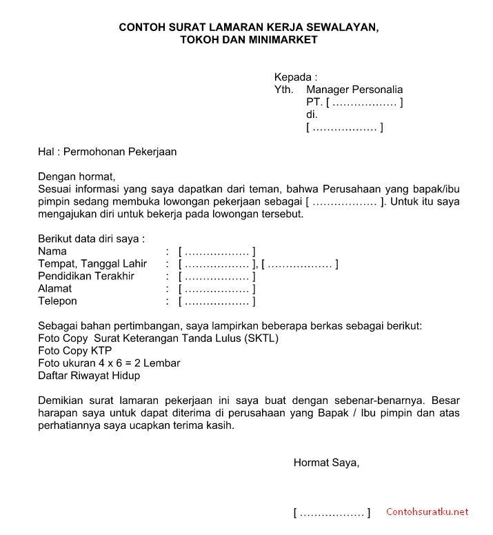 Detail Contoh Surat Lamaran Kerja Hd Nomer 46