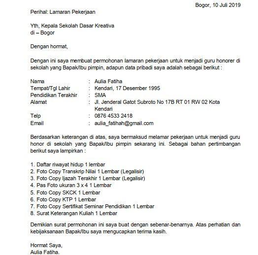 Detail Contoh Surat Lamaran Kerja Honorer Di Kemenag Nomer 14