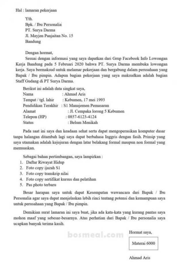 Detail Contoh Surat Lamaran Kerja Instansi Pemerintah Nomer 43