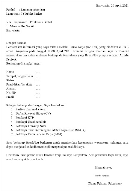 Detail Contoh Surat Lamaran Kerja Jobfair Nomer 54