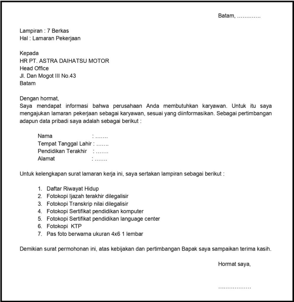 Detail Contoh Surat Lamaran Kerja Karyawan Pabrik Nomer 12