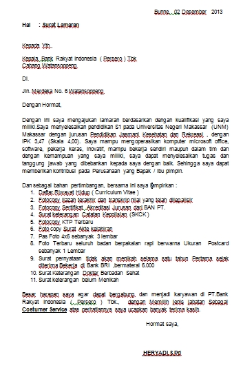 Detail Contoh Surat Lamaran Kerja Ke Bank Nomer 46