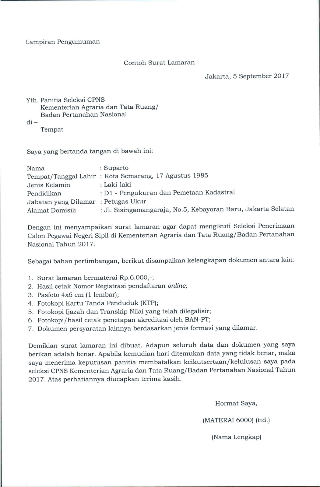 Detail Contoh Surat Lamaran Kerja Kementerian Pertanian Nomer 2