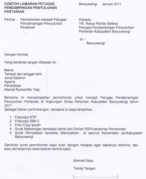 Detail Contoh Surat Lamaran Kerja Kementerian Pertanian Nomer 4