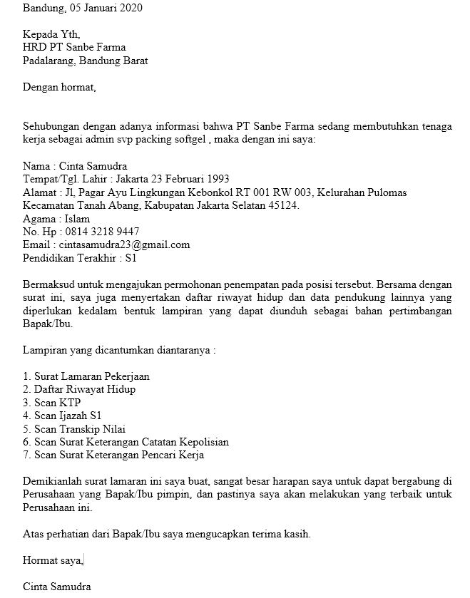 Detail Contoh Surat Lamaran Kerja Kementerian Pertanian Nomer 51