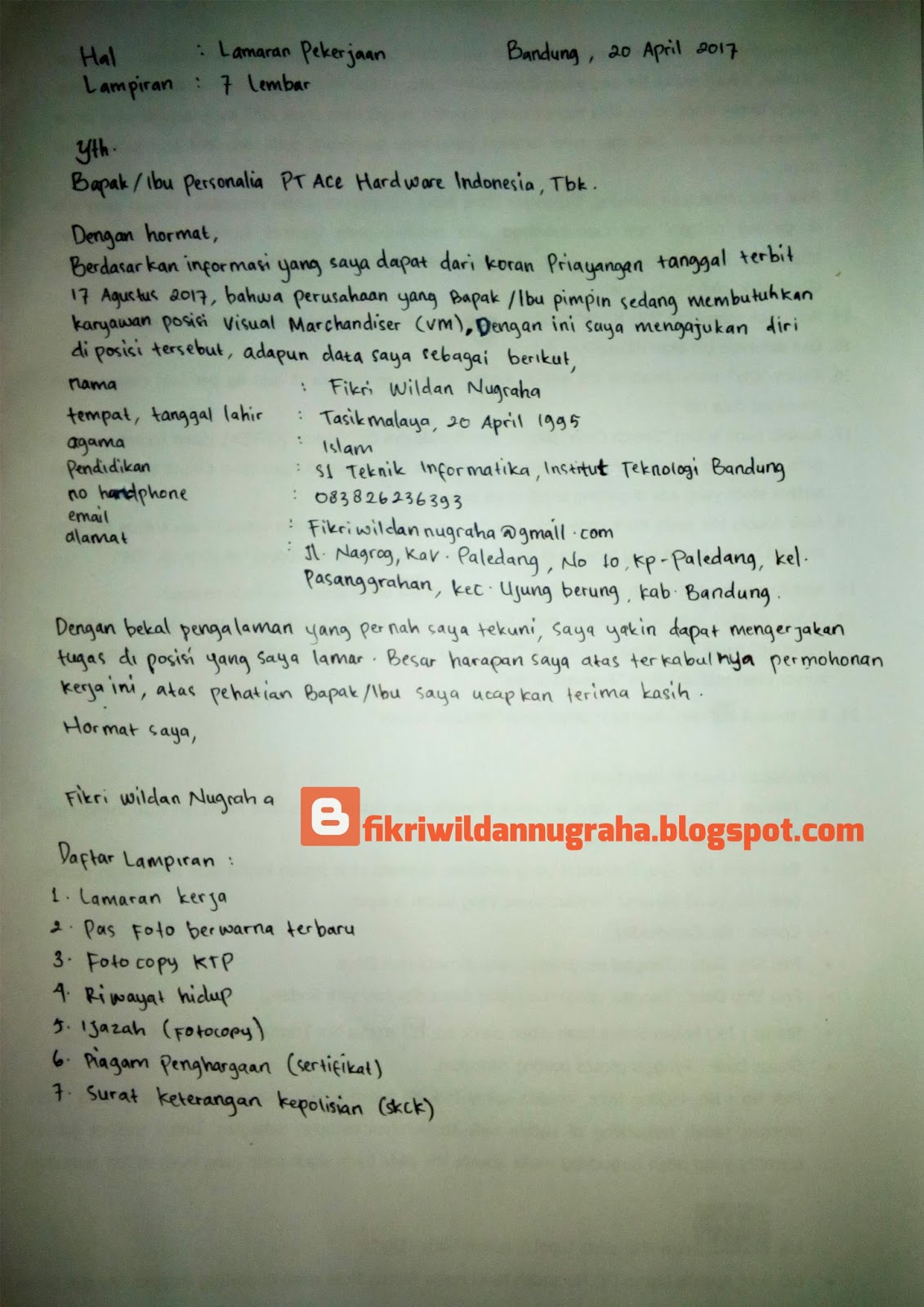 Detail Contoh Surat Lamaran Kerja Ketik Nomer 32