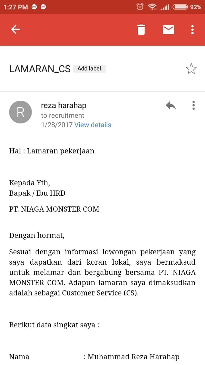 Contoh Surat Lamaran Kerja Ketikan - 54+ Koleksi Gambar