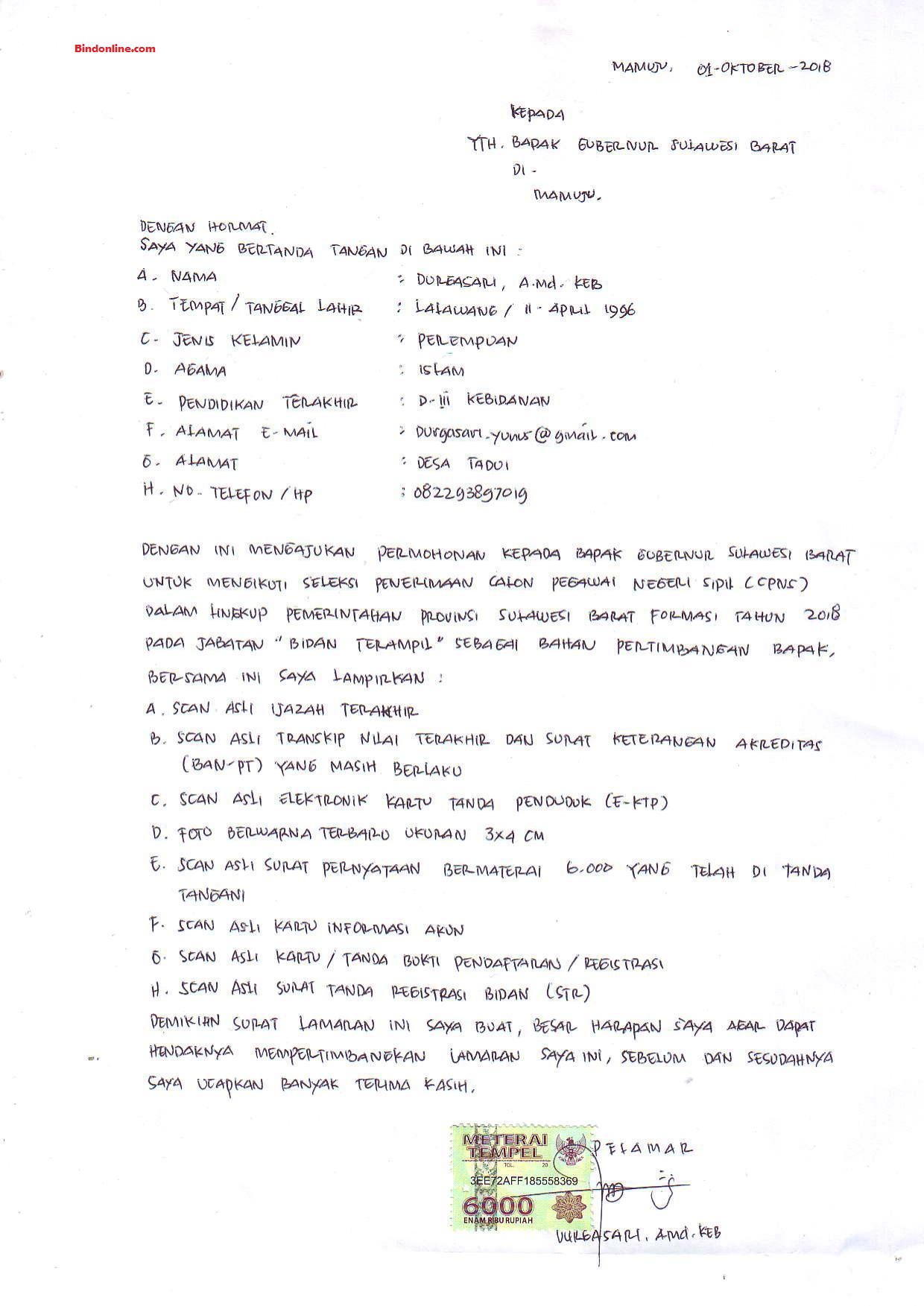 Detail Contoh Surat Lamaran Kerja Pakai Materai 6000 Nomer 4