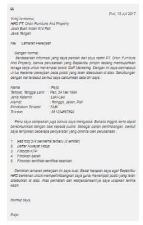 Detail Contoh Surat Lamaran Kerja Perhotelan Nomer 42
