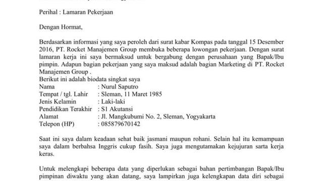 Detail Contoh Surat Lamaran Kerja Perusahaan Batu Bara Nomer 53