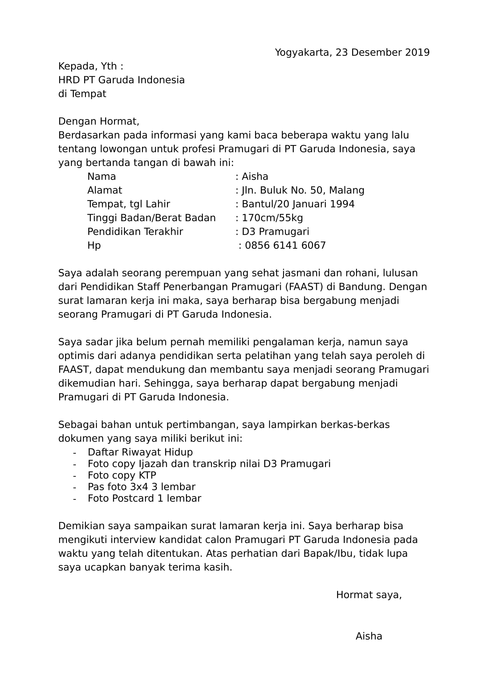 Detail Contoh Surat Lamaran Kerja Profesional Nomer 21