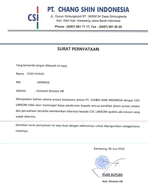 Detail Contoh Surat Lamaran Kerja Pt Chang Shin Nomer 2