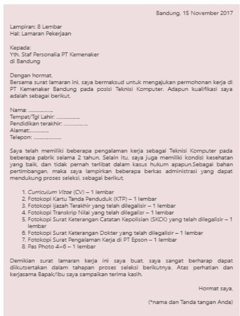 Detail Contoh Surat Lamaran Kerja Pt Epson Cikarang Nomer 52