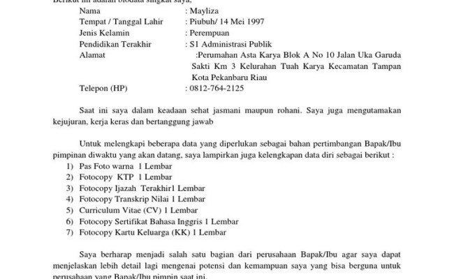 Detail Contoh Surat Lamaran Kerja Pt Jasa Raharja Nomer 56