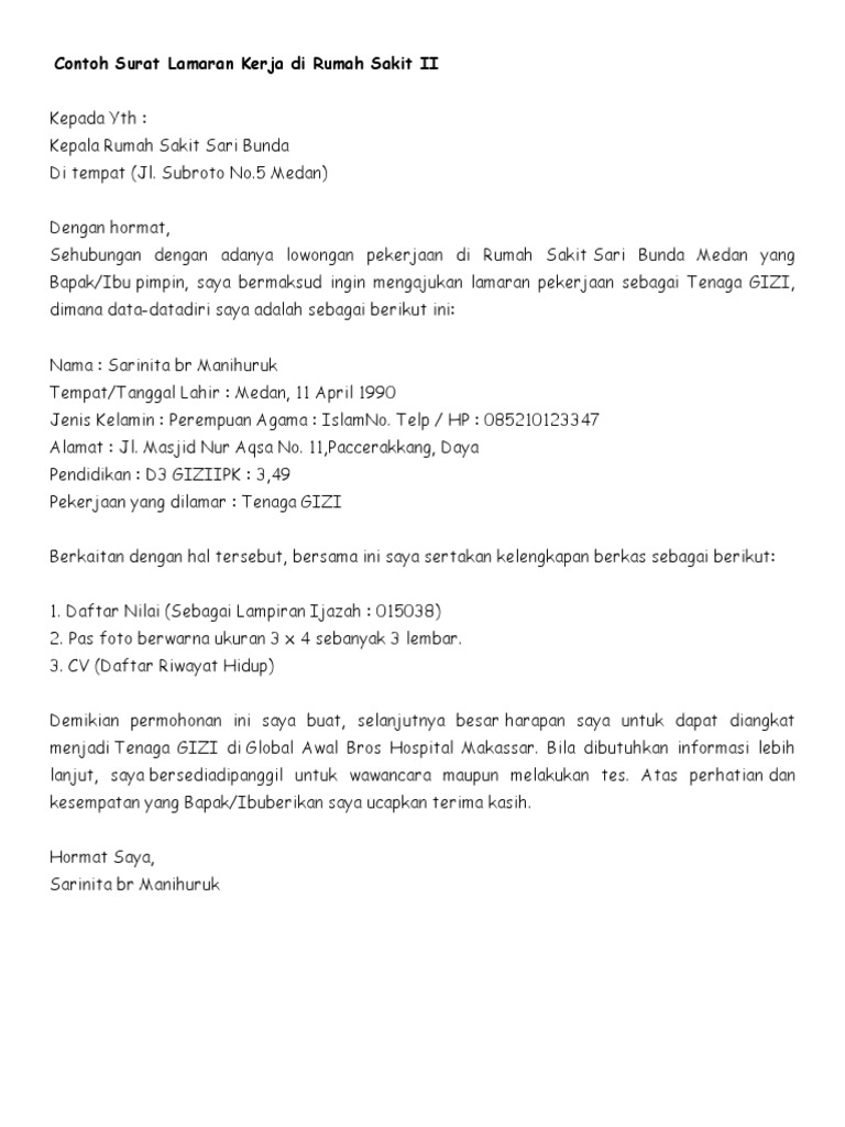 Detail Contoh Surat Lamaran Kerja Rs Nomer 45