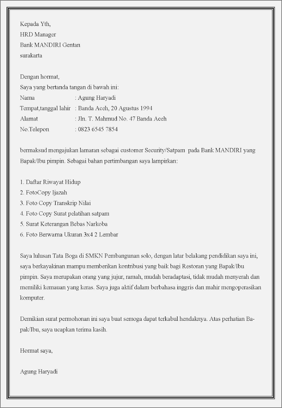 Detail Contoh Surat Lamaran Kerja Satpam Nomer 17