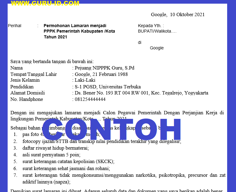 Detail Contoh Surat Lamaran Kerja Sebagai Honorer Di Pemerintahan Nomer 47