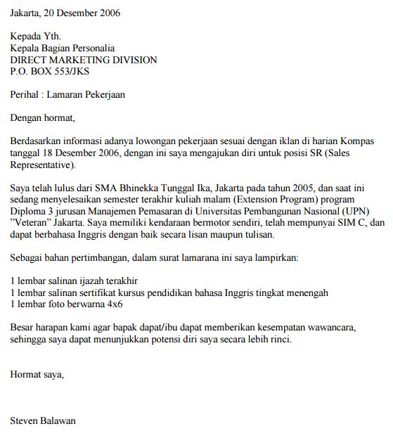 Detail Contoh Surat Lamaran Kerja Sebagai Marketing Nomer 29