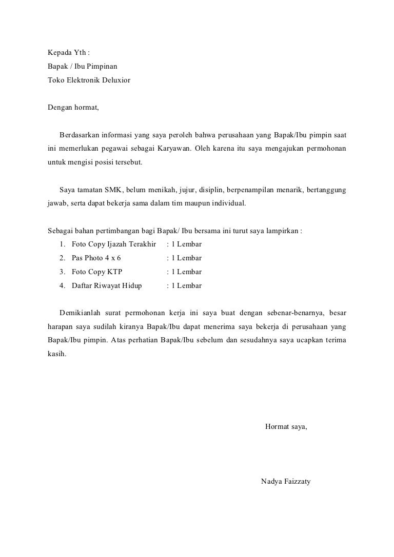 Detail Contoh Surat Lamaran Kerja Smk Nomer 54