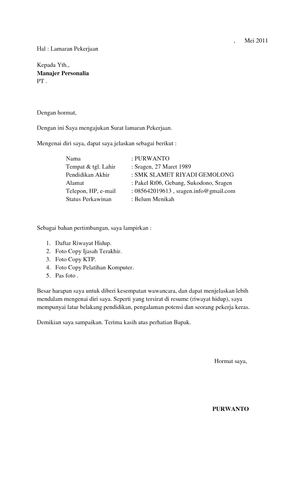 Detail Contoh Surat Lamaran Kerja Staff Administrasi Nomer 33