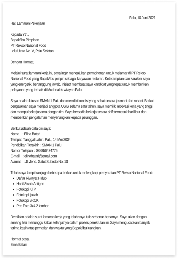 Detail Contoh Surat Lamaran Kerja Tanpa Pengalaman Nomer 34