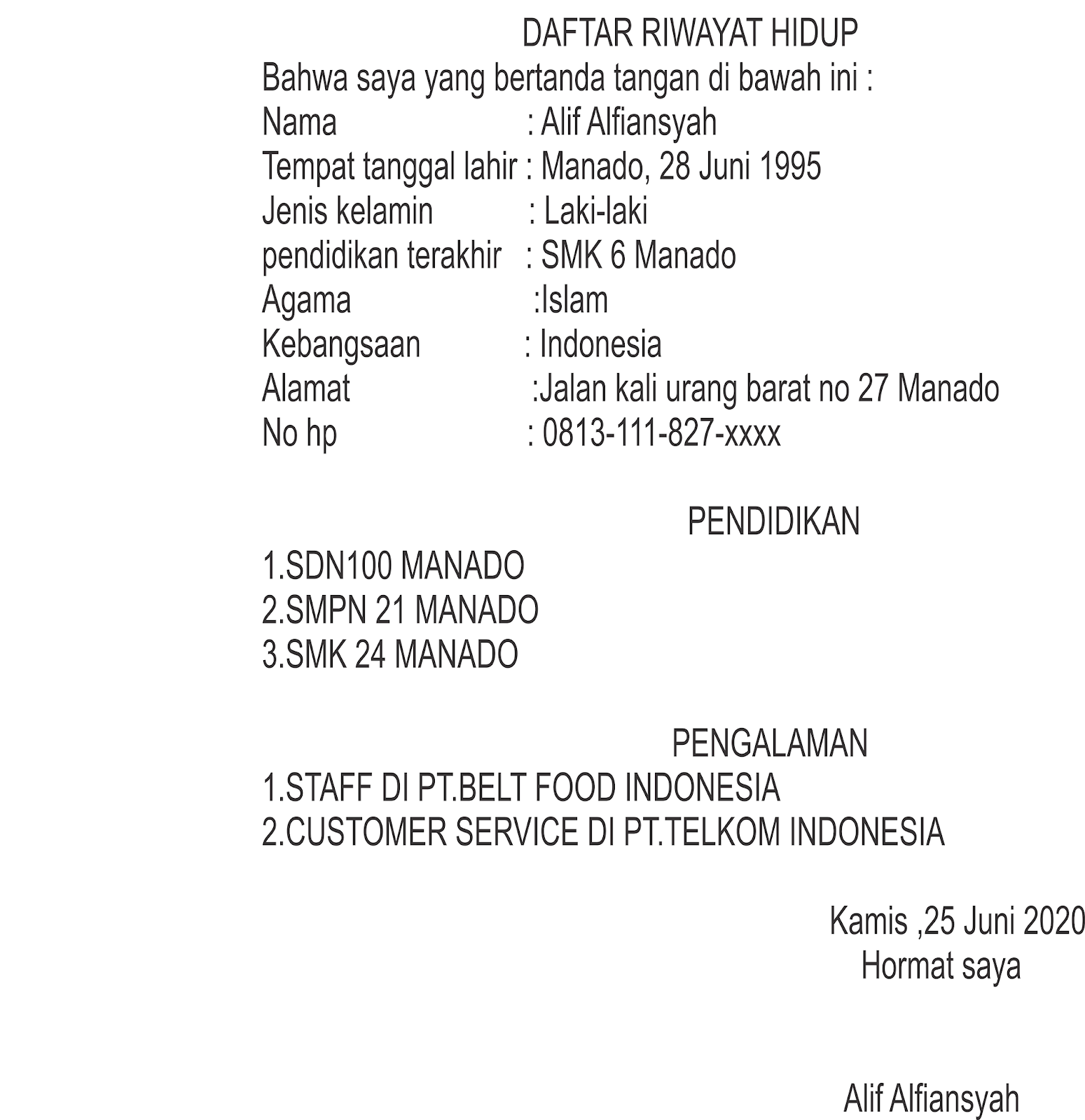 Detail Contoh Surat Lamaran Kerja Telkom Nomer 48