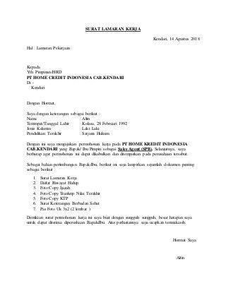 Detail Contoh Surat Lamaran Kerja Terbaru 2018 Nomer 19