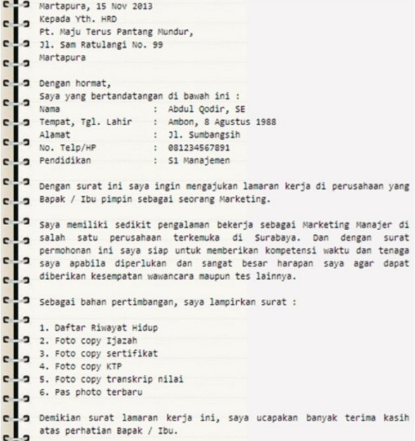 Detail Contoh Surat Lamaran Kerja Terbaru 2018 Nomer 40