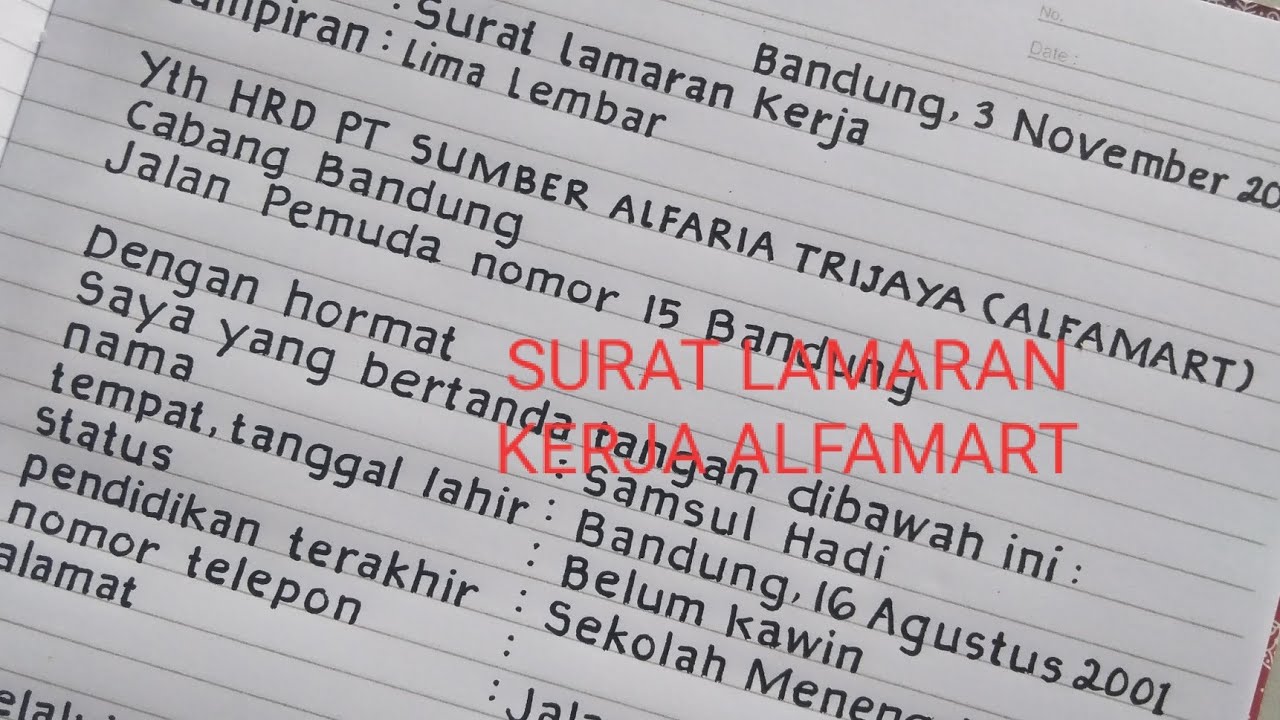 Detail Contoh Surat Lamaran Kerja Untuk Alfamart Nomer 10