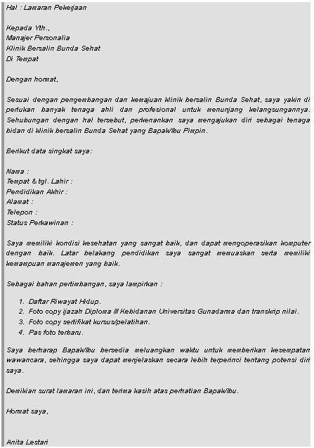 Detail Contoh Surat Lamaran Kerja Untuk Bidan Nomer 21