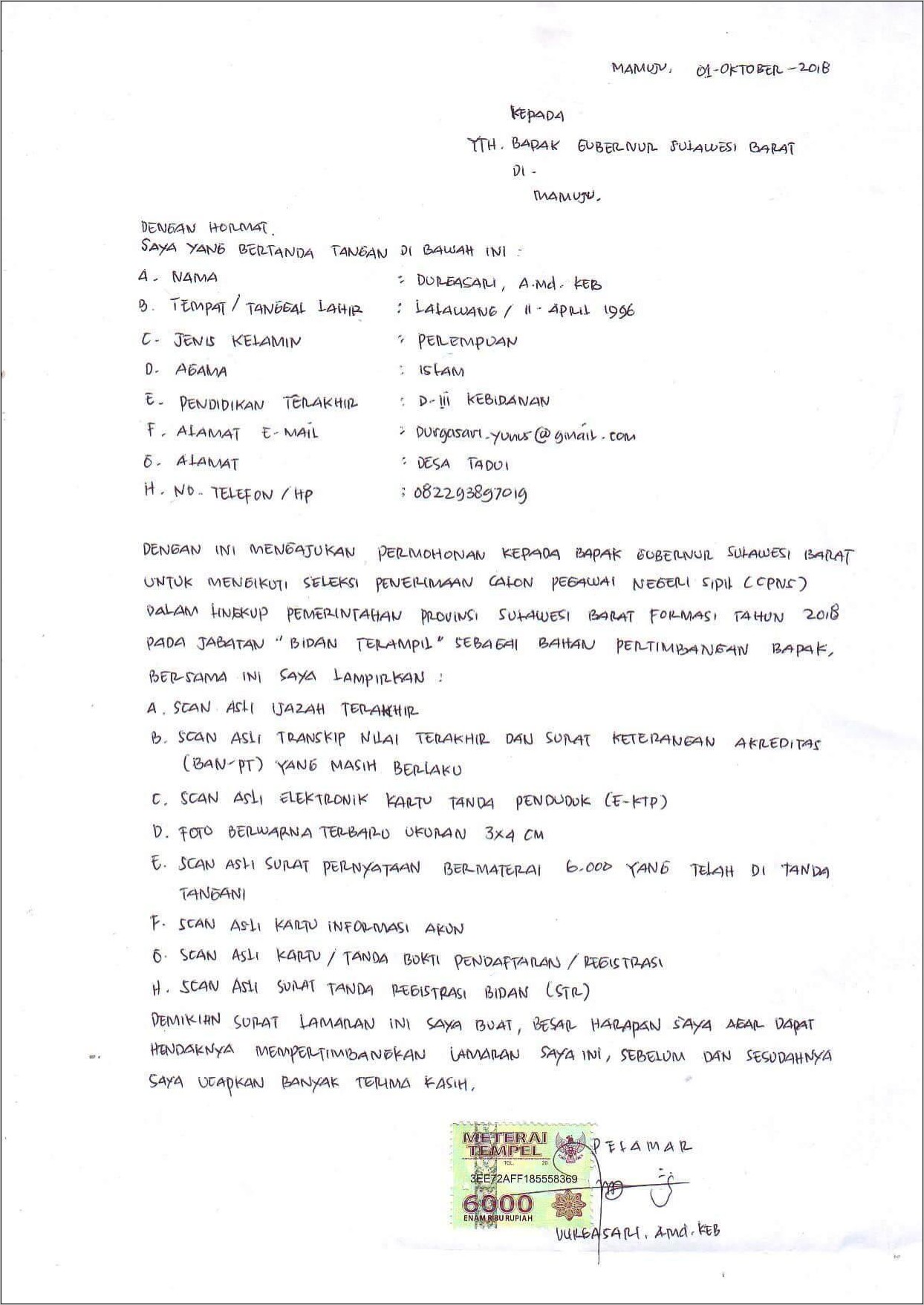 Detail Contoh Surat Lamaran Kerja Untuk Bidan Nomer 22