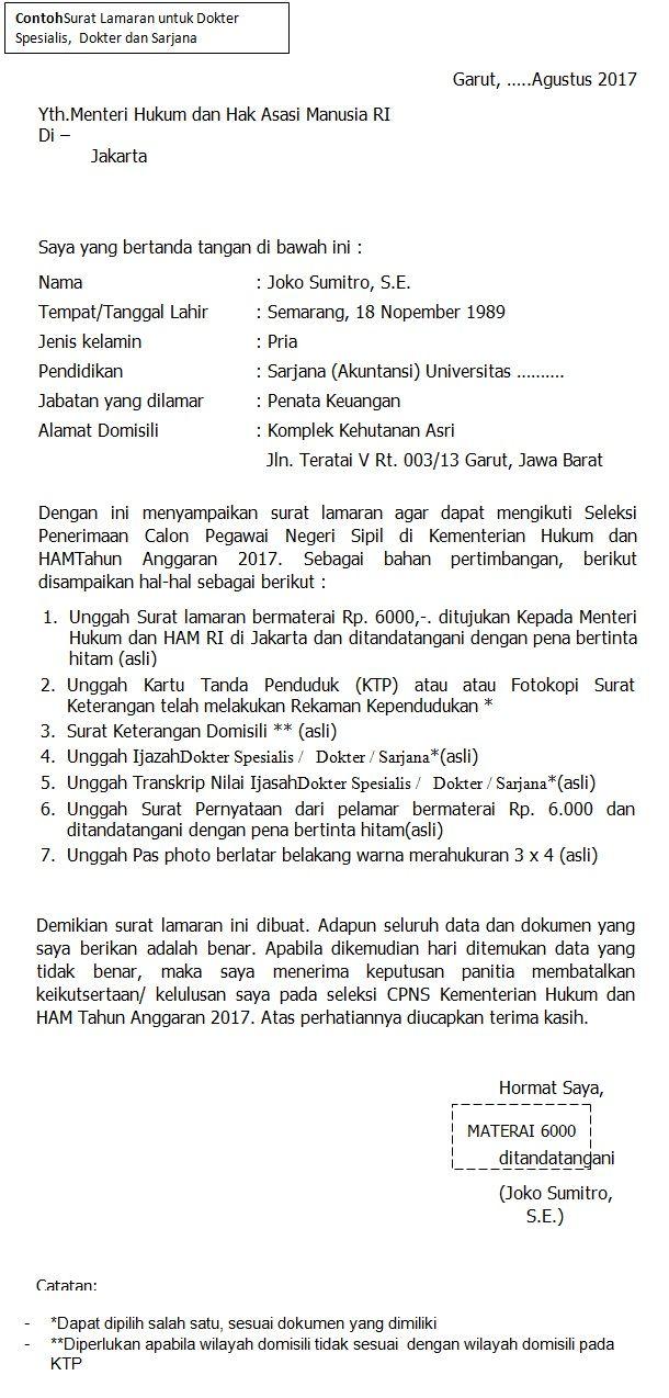 Detail Contoh Surat Lamaran Kerja Untuk Pns Nomer 23