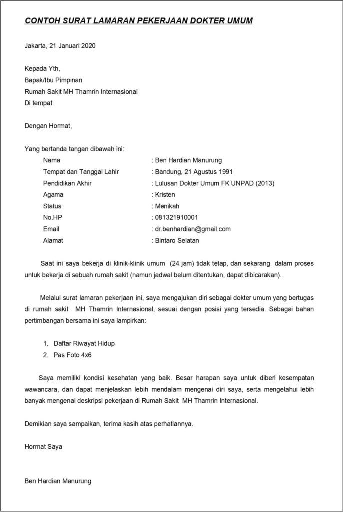 Detail Contoh Surat Lamaran Kerja Untuk Rumah Sakit Nomer 38