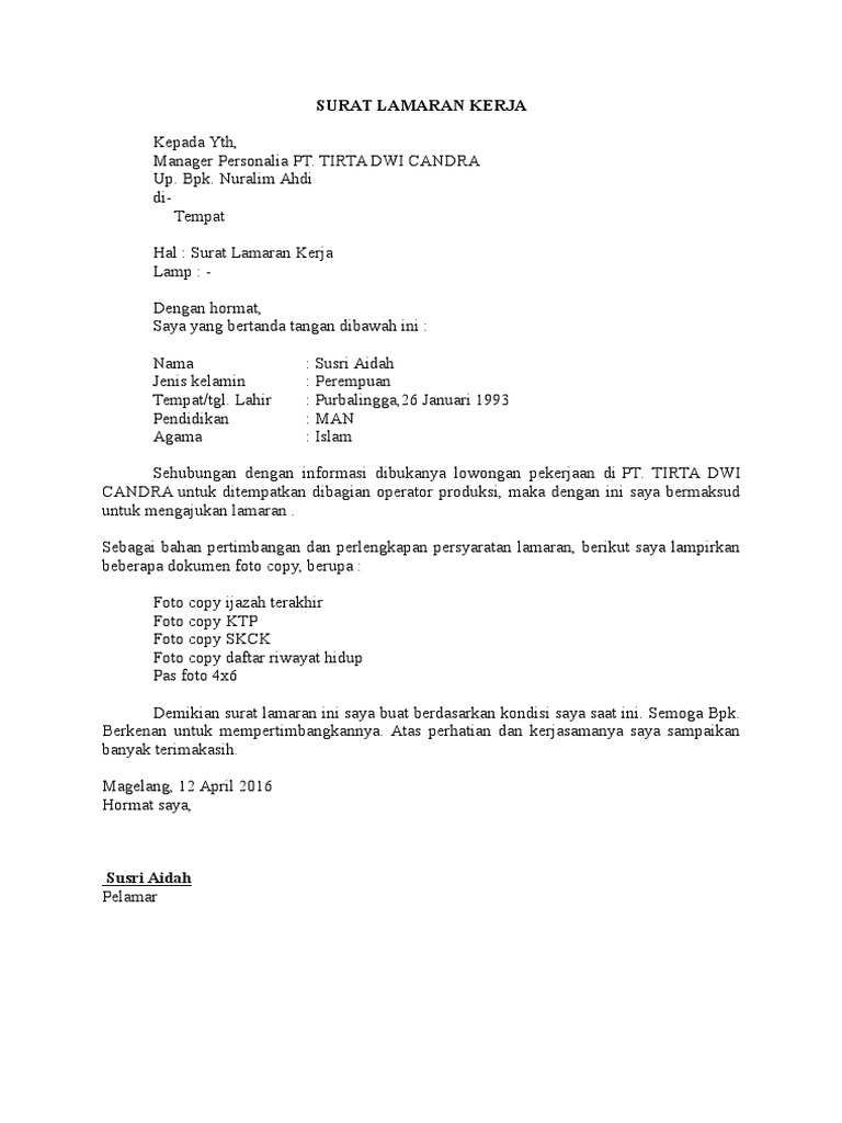 Detail Contoh Surat Lamaran Kerja Untuk Sma Nomer 11