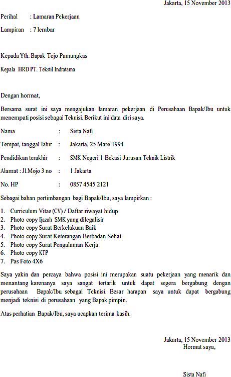 Detail Contoh Surat Lamaran Kerja Untuk Sma Nomer 22